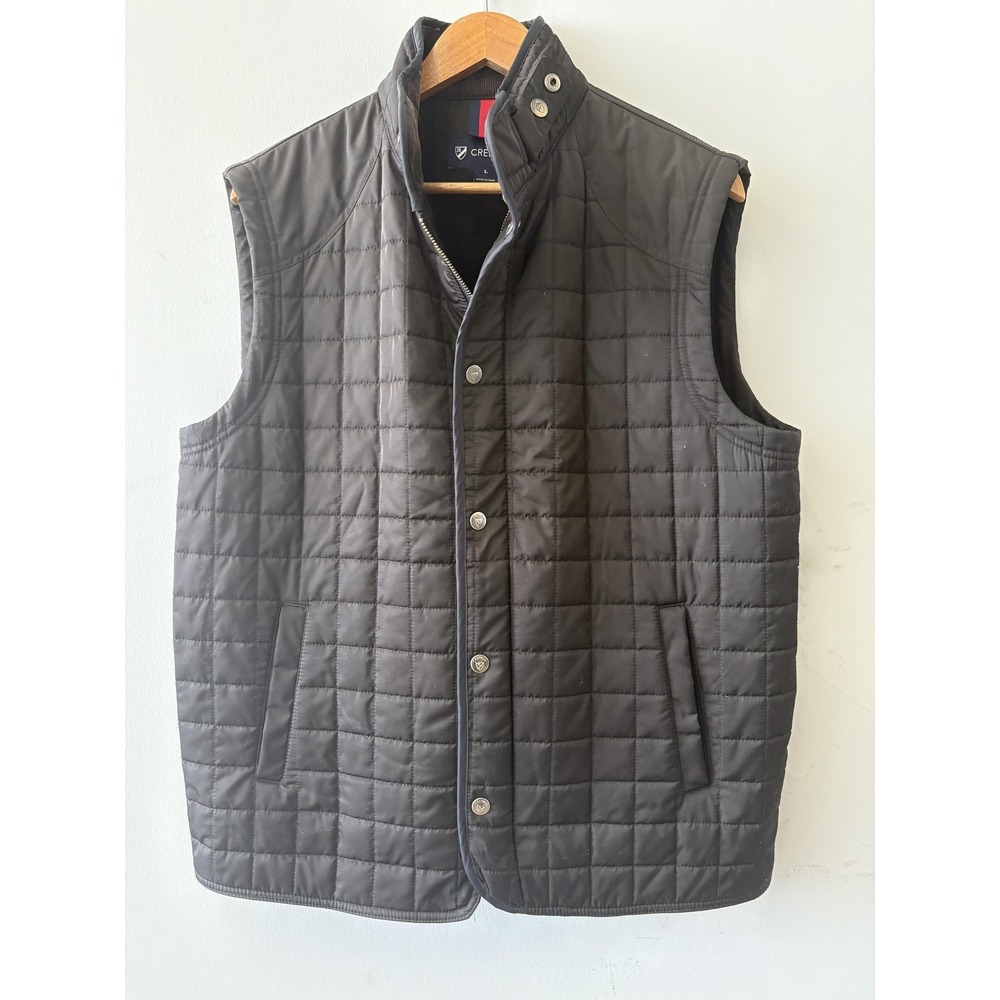 Cremieux Vest Mens Large Black Quilted Microfiber Insulated Lined Zip Pockets